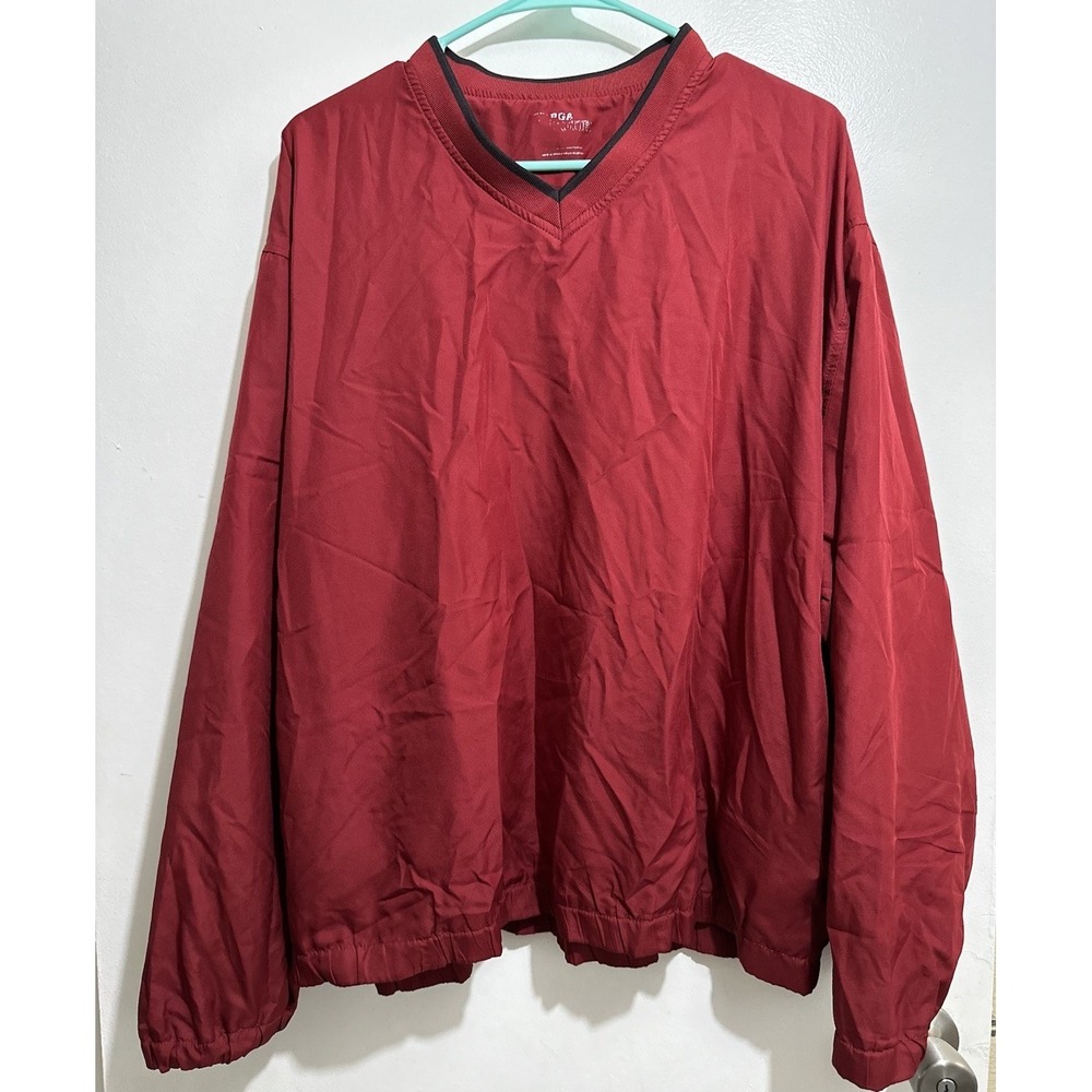 PGA TOUR Men's Red Black Golf Sports Windbreaker Pullover Jacket Activewear XL